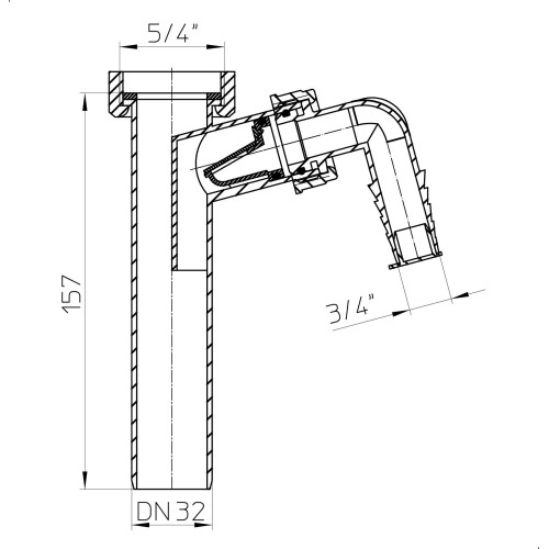 Branch pipe DN50х6/4" with connection for washing machine Branch pipe DN50х6/4" with connection for washing machine